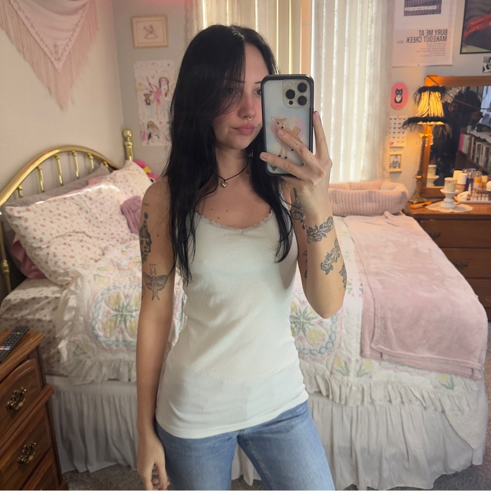 Y2K Aero Ribbed lace Tank Top - Casual Layering Essential